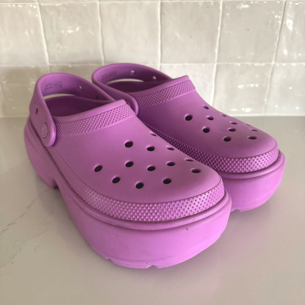 Crocs Stomp Clog Shoes Women 11 Bubble Purple Platform Chunky Comfort Unisex